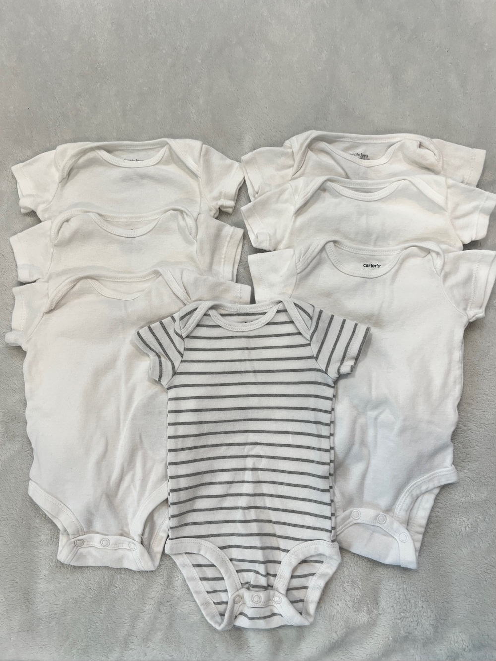 Carter's White and Gray Striped Baby Onesie Bundle